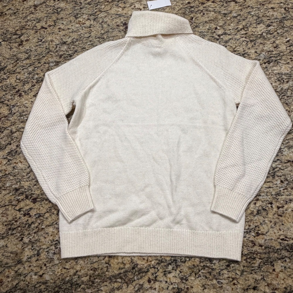 NEW Loft Womens Cream White Waffle Knit Raglan Turtleneck Sweater Size M ws